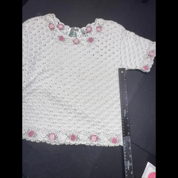 Coleen’s Collectibles Hand Knitted Y2K Vintage Rose Floral Blouse Small - Picture 12 of 15
